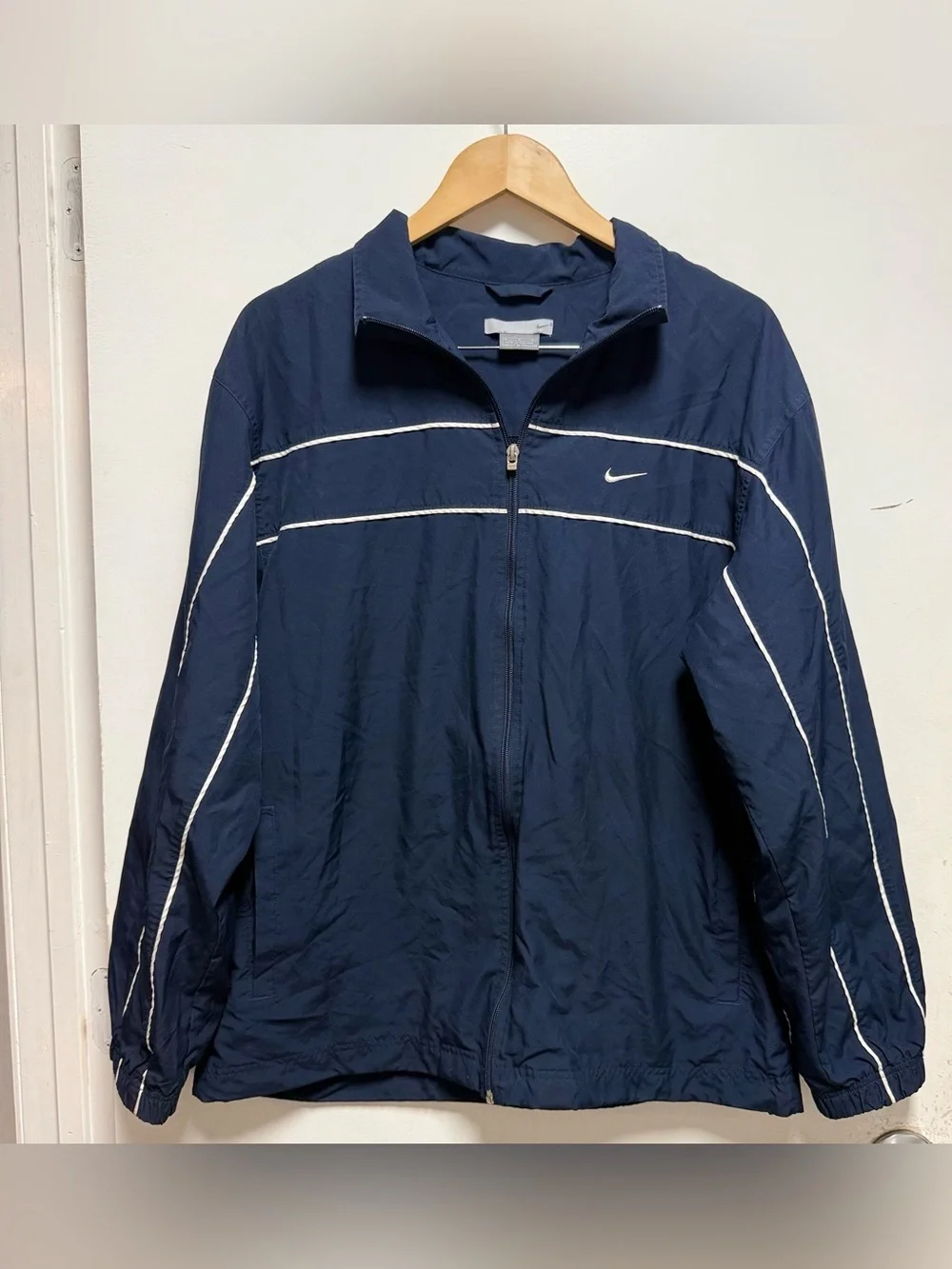 Nike Men's Navy Track Jacket with White Piping